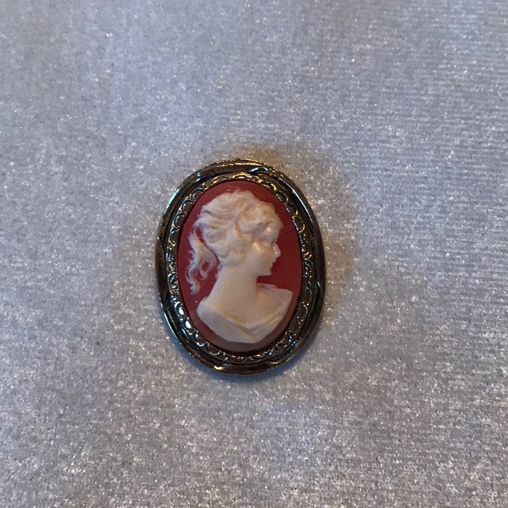 Vintage costume jewelry cameo brooch